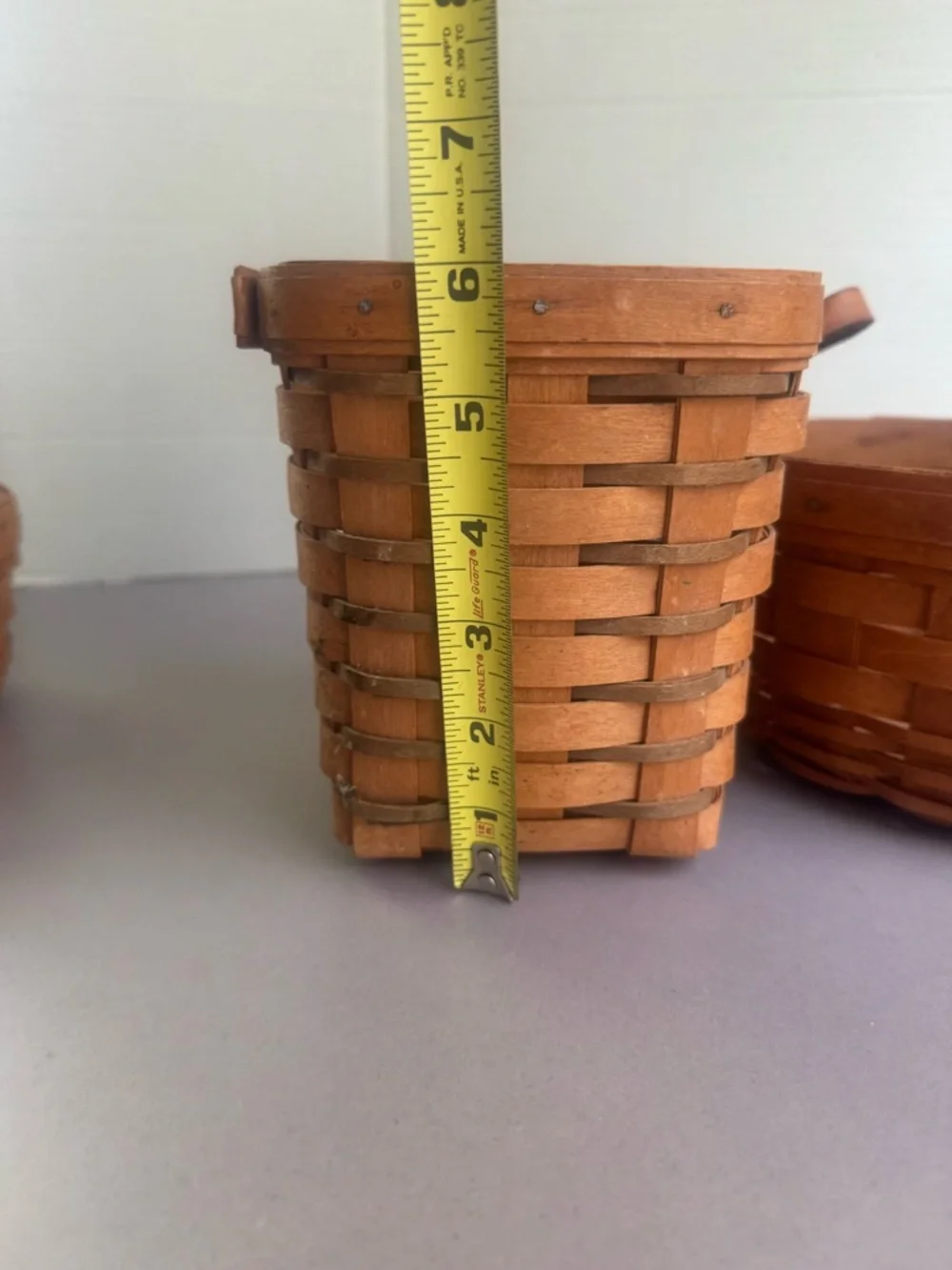 Longaberger Three-Piece Small Natural Brown Woven Basket Set - Picture 12 of 13